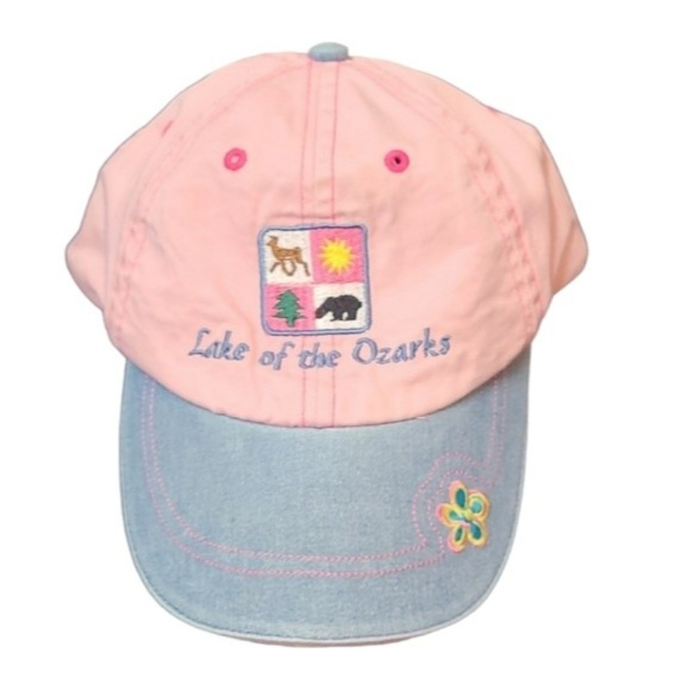 Lake of the Ozarks girls Velcro pink blue hat